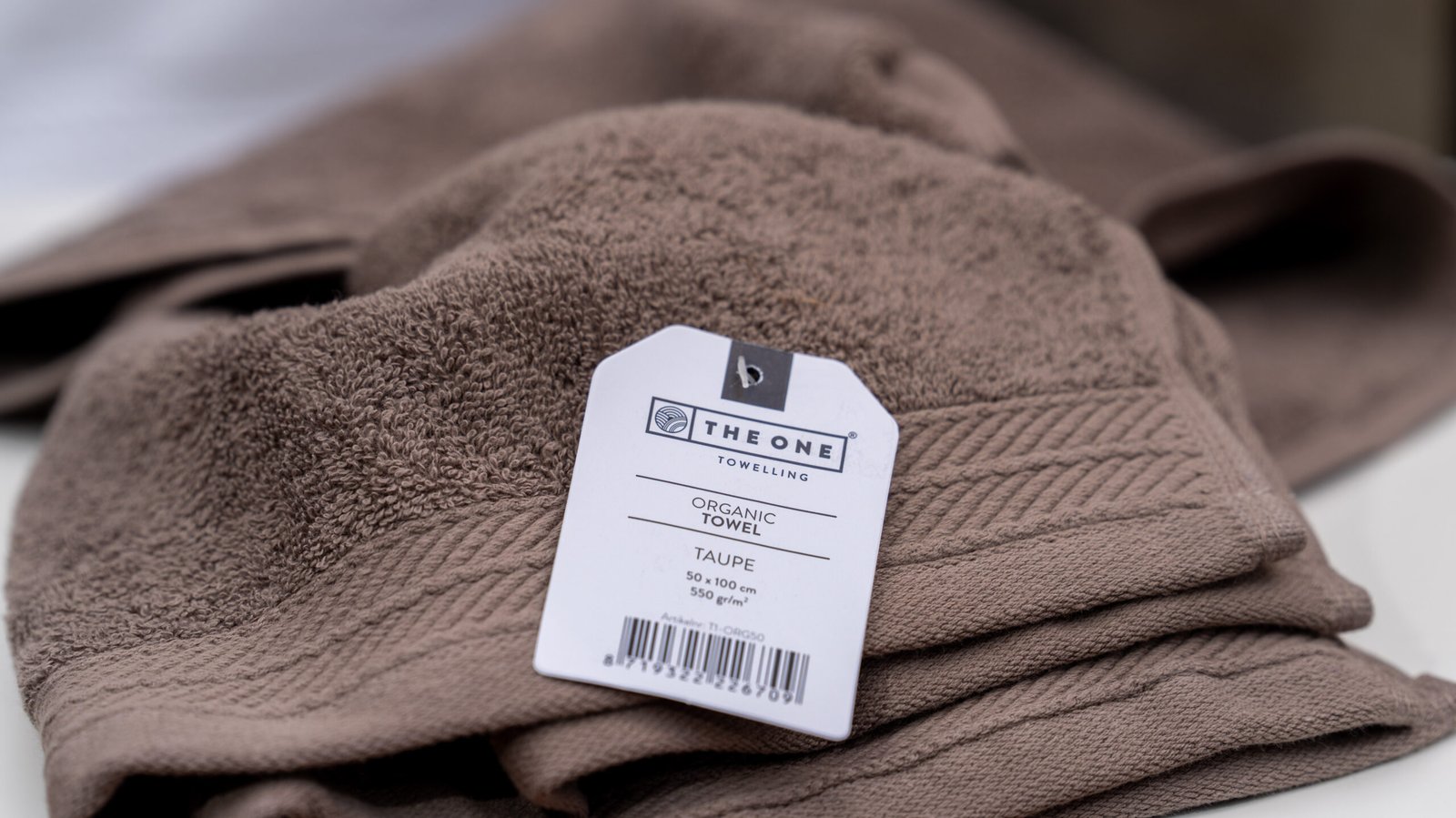 Taupe organic handdoek