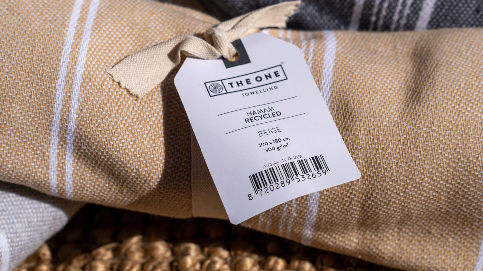 Eco Hamamdoek 'Sand' – 100% Gerecycled (300 gr/m²)