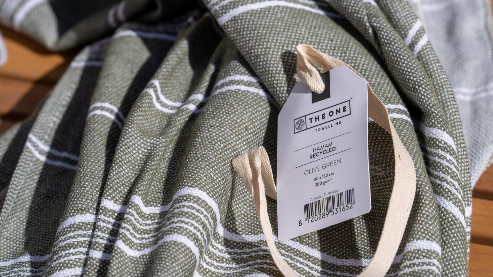 Eco Hamamdoek 'Olive Green' (100x180 cm) – 300 gr/m²