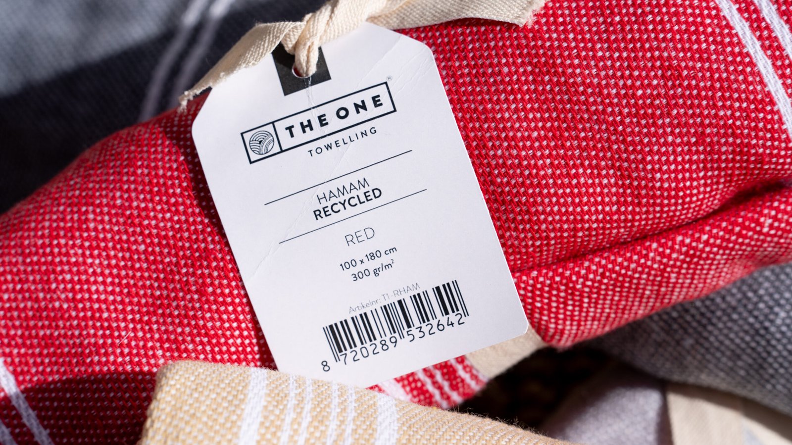 Eco Hamamdoek 'Red' – 100% Gerecycled (300 gr/m²)