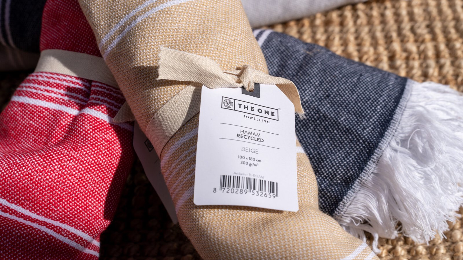 Eco Hamamdoek 'Sand' – 100% Gerecycled (300 gr/m²)