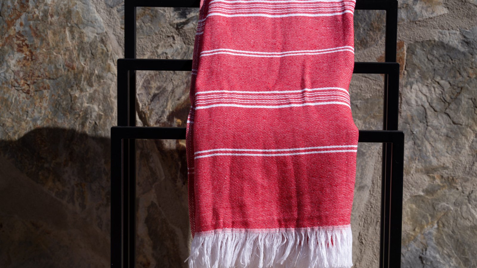 Eco Hamamdoek 'Red' – 100% Gerecycled (300 gr/m²)